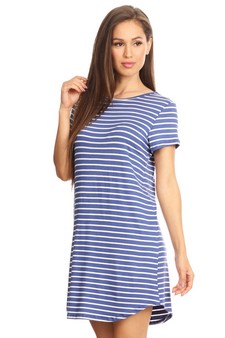 Striped Short Sleeve Tunic T-Shirt Dress IMPORTED