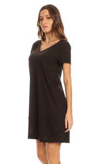 Cross Back V-Neck Pocket T-Shirt Dress style 3