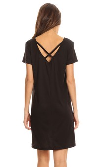 Cross Back V-Neck Pocket T-Shirt Dress style 4