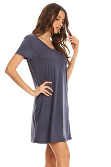 Cross Back V-Neck Pocket T-Shirt Dress style 2