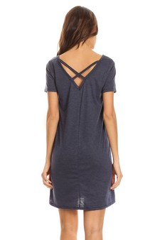 Cross Back V-Neck Pocket T-Shirt Dress style 4