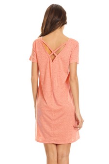 Cross Back V-Neck Pocket T-Shirt Dress style 3