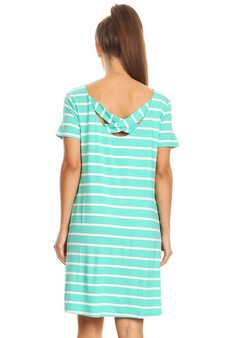 Striped Short Sleeve Tunic T-Shirt Dress w/ Pockets style 3