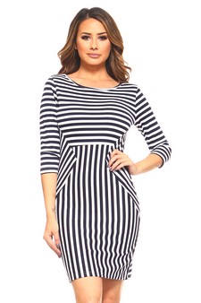 Lady's 3/4 Sleeve Striped Dress style 2