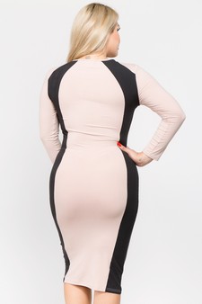 Color Block Contrast Midi Dress Plus Size style 3