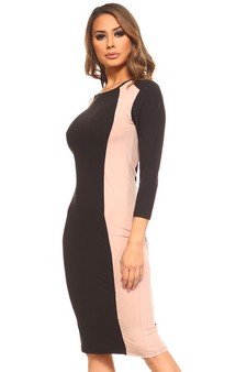 Women's Color Block Contrast Midi Dress (Small only) style 2