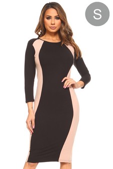 Women's Color Block Contrast Midi Dress (Small only)