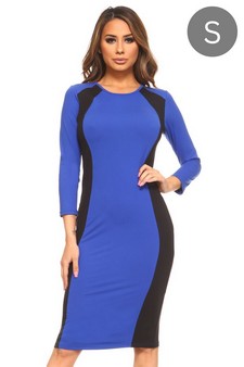 Women's Color Block Contrast Midi Dress (Small only)