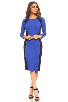 Women's Color Block Contrast Midi Dress style 4