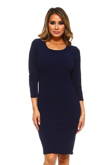 Lady's Kangaroo Pocket Solid Bodycon Dress style 2
