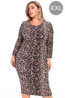 Lady's Leopard Bodycon Midi Dress (XXL only)