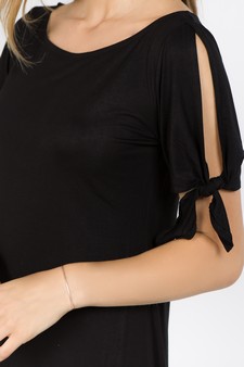 Lady's Knot Tie Sleeve Shift Dress style 4