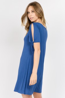 Lady's Knot Tie Sleeve Shift Dress style 2
