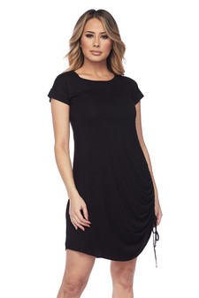 Women's Short Sleeve Ruche Side Scoop Hem Dress style 2