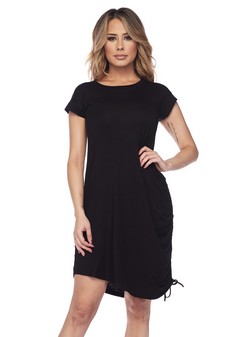 Women's Short Sleeve Ruche Side Scoop Hem Dress style 6