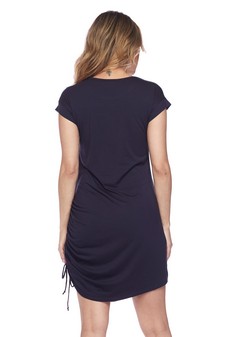 Women's Short Sleeve Ruche Side Scoop Hem Dress style 5