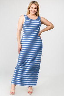 Women's Striped Tank Maxi Dress style 4