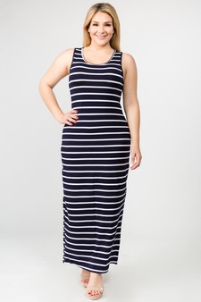 Women's Striped Tank Maxi Dress style 4