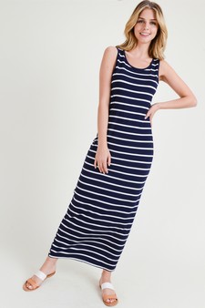 Women's Striped Tank Maxi Dress style 2