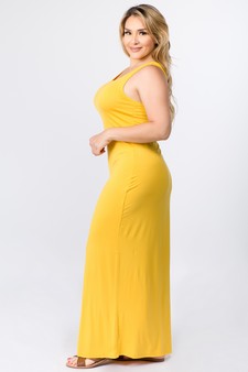 Solid Color Sleeveless Maxi Plus Dress style 2