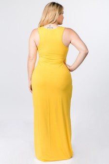 Solid Color Sleeveless Maxi Plus Dress style 3