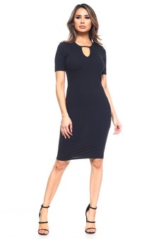 Keyhole Short Sleeve Midi Dress style 4