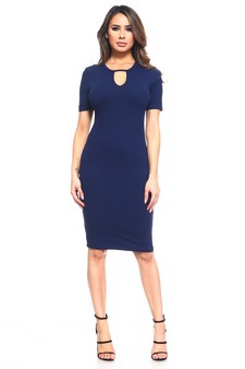 Keyhole Short Sleeve Midi Dress style 4