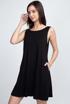Women's Sleeveless Criss-cross Back Dress with Pockets style 2
