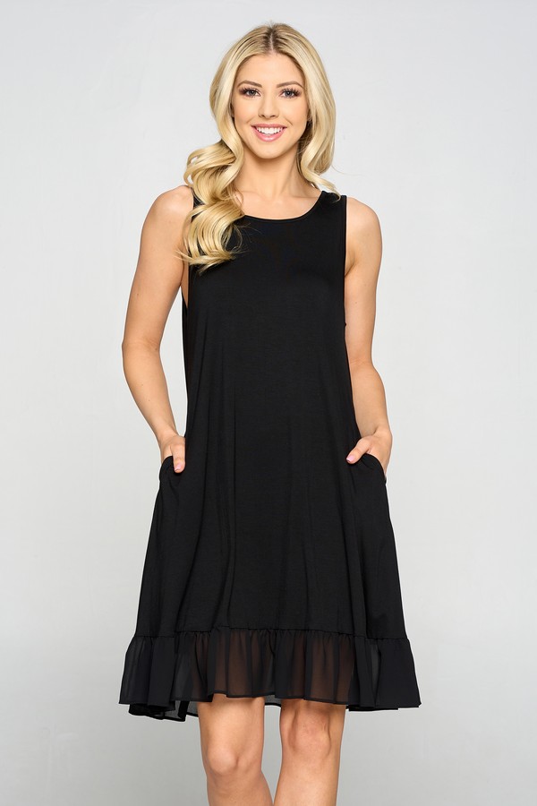 Women's Sleeveless Chiffon Ruffle Dress with Pockets - Wholesale ...