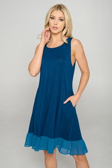 Women's Sleeveless Chiffon Ruffle Dress with Pockets style 4