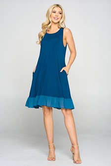 Women's Sleeveless Chiffon Ruffle Dress with Pockets style 5