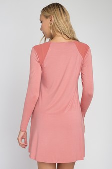 Mesh Shoulder Long Sleeve Dress w/ Pockets style 3