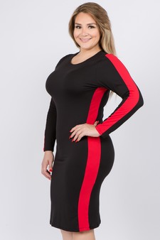 Women's Side Stripe Midi Bodycon Dress style 2