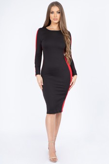 Women's Side Stripe Midi Bodycon Dress style 2