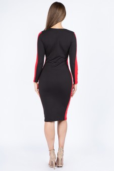 Women's Side Stripe Midi Bodycon Dress style 4