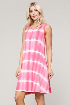 Women's Knit Tie Dye Swing Dress with Pockets style 2