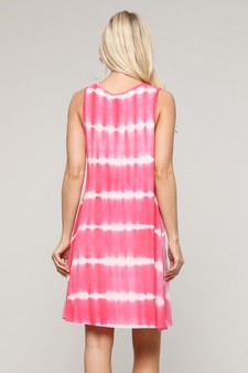 Women's Knit Tie Dye Swing Dress with Pockets style 3