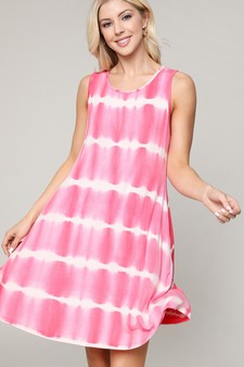 Women's Knit Tie Dye Swing Dress with Pockets style 4