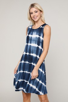 Women's Knit Tie Dye Swing Dress with Pockets style 6