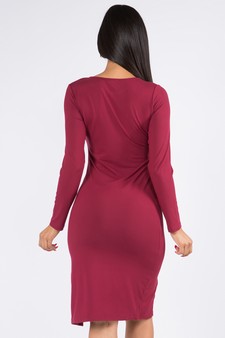 Lady's Slit Hem Bodycon Dress with Princess Seams style 3