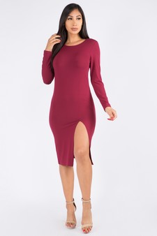 Lady's Slit Hem Bodycon Dress with Princess Seams style 4