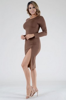 Lady's Slit Hem Bodycon Dress with Princess Seams style 3