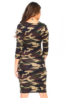 Lady's Camouflage Bodycon Midi Dress style 4