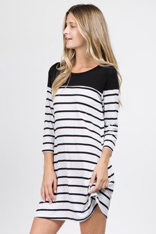Women's Striped Two-Pocket Swing Dress style 2