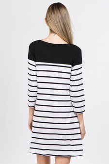 Women's Striped Two-Pocket Swing Dress style 3