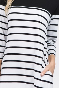 Women's Striped Two-Pocket Swing Dress style 4