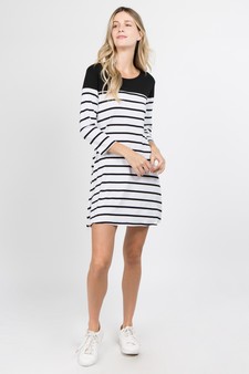 Women's Striped Two-Pocket Swing Dress style 5