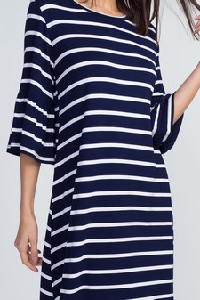 Women's Ruffled 3/4 Sleeve Striped Dress style 4