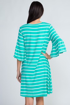 Women's Ruffled 3/4 Sleeve Striped Dress style 3