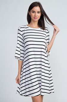 Women's Ruffled 3/4 Sleeve Striped Dress style 2